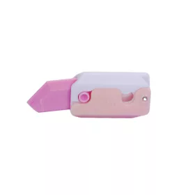   Műanyag játéksnitzer tompa pengével - 7 cm x 3 cm - rózsaszín és fehér
