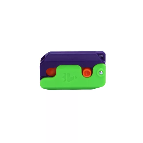Műanyag játéksnitzer tompa pengével - 7 cm x 3 cm - zöld, lila, narancssárga pengével