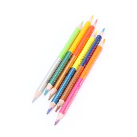   Színes ceruza készlet két végű osztott színek 6 db Jumbó háromszög alakú