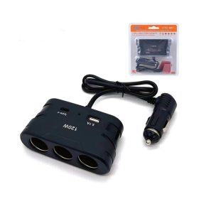   Autós szivargyújtó adapter – 3 aljzattal, USB és Type-C csatlakozóval, 120W teljesítmény