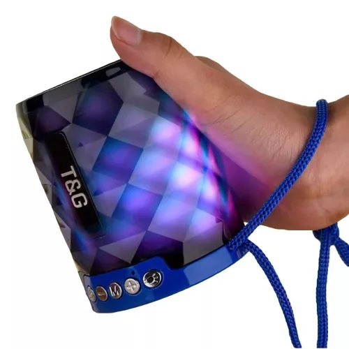 Hordozható vezeték nélküli Bluetooth hangszóró, Színes LED Világít TG-155 - Kék