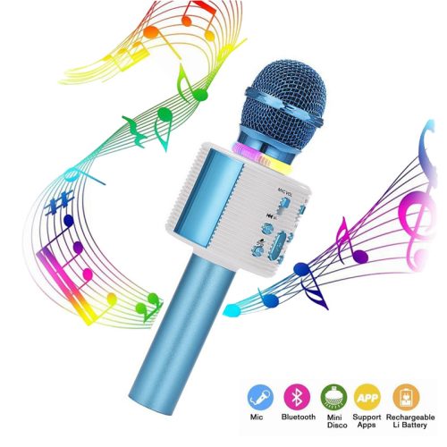 Bluetooth Karaoke Mikrofon, Beépített Hangszóróval V6 - Kék