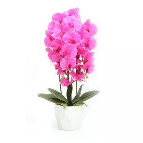Orchidea virágtartóban élethű növény 72 cm - Lila