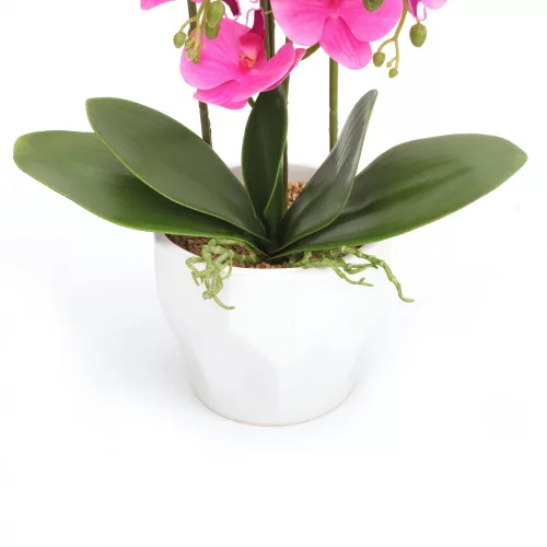 Orchidea virágtartóban élethű növény 72 cm - Lila