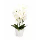 Orchidea virágtartóban élethű növény 72 cm - Fehér