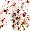 Mű orchidea cserépben 72 cm – 4 szálas fehér-vörös mintás dekor virág