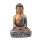 Buddha, ülve imádkozó ezüst hajas, arany fejes, 33 cm