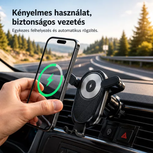X-start 15W vezeték nélküli autós telefontartó – gyorstöltős mobiltelefon tartó szellőzőrácsra