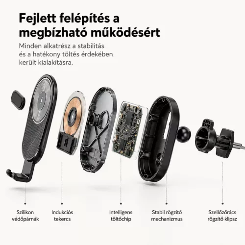 X-start 15W vezeték nélküli autós telefontartó – gyorstöltős mobiltelefon tartó szellőzőrácsra