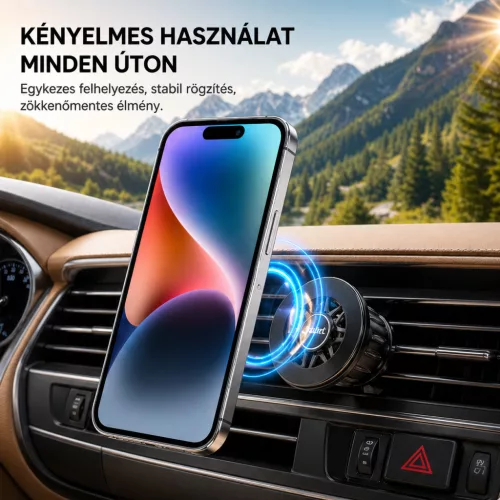 X-start mágneses autós telefontartó szellőzőrácsra – 360°-ban forgatható mobiltelefon tartó