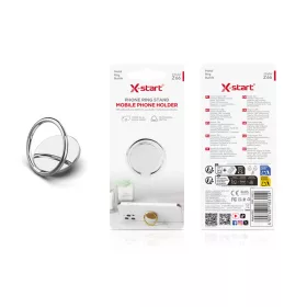   X-start ezüst telefon gyűrűtartó és asztali állvány – 360°-ban forgatható mobiltelefon holder