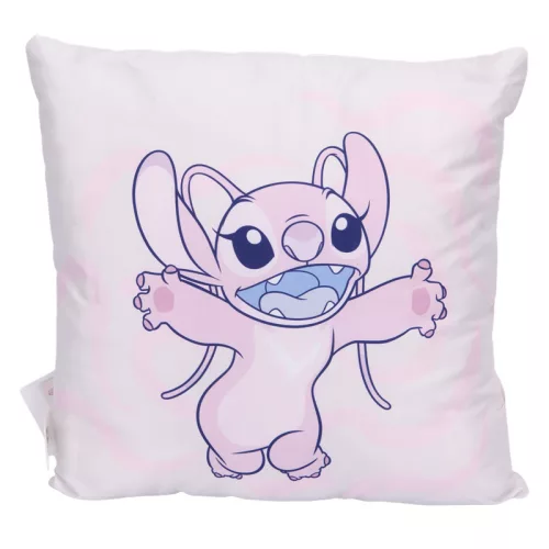 Disney Stitch gyerekpárna – fehér alapon, szív mintával, 38x38 cm