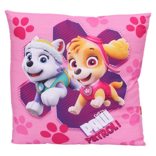 Paw Patrol díszpárna gyerekeknek – rózsaszín, Skye és Everest mintával