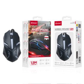   X-start vezetékes gamer egér RGB világítással – optikai USB egér, 1,5 m kábel, ergonomikus kialakítás