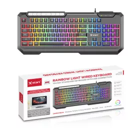   X-start M122 vezetékes gamer billentyűzet RGB szivárvány háttérvilágítással – 104 gombos USB keyboard