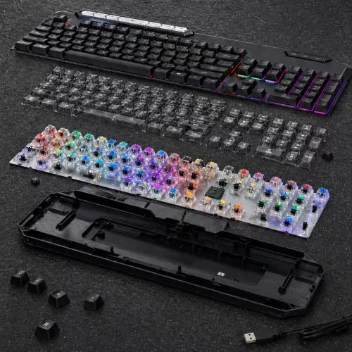 X-start M122 vezetékes gamer billentyűzet RGB szivárvány háttérvilágítással – 104 gombos USB keyboard