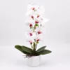 Mű orchidea csokor cserépben 60 cm – 3 szálas fehér-rózsaszín dekor virág