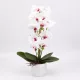 Mű orchidea csokor cserépben 60 cm – 3 szálas fehér-rózsaszín dekor virág