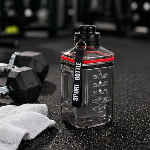 1600 ml-es nagy kapacitású sport kulacs fogantyúval és pánttal – BPA-mentes ivópalack, füstszürke