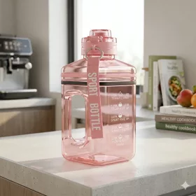   1600 ml-es nagy kapacitású sport kulacs fogantyúval és pánttal – BPA-mentes ivópalack, rózsaszín