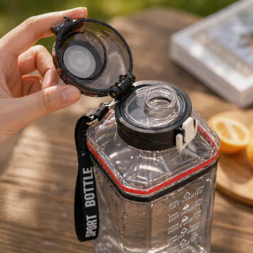 1600 ml-es nagy kapacitású sport kulacs fogantyúval és pánttal – BPA-mentes ivópalack, rózsaszín
