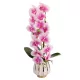 Elegáns rózsaszín-fehér orchidea kerámiakaspóban – 2 szálas művirág dekoráció  60 cm