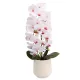 Elegáns rózsaszín-fehér orchidea műanyag kaspóban – 3 szálas művirág dekoráció  70 cm