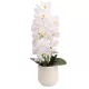 Elegáns fehér orchidea műanyag kaspóban – 3 szálas művirág dekoráció  70 cm
