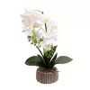 Elegáns fehér orchidea kerámiakaspóban – 1 szálas, 3 virágfüzéres művirág dekoráció  50 cm