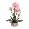 Elegáns rózsaszín pöttyös orchidea kerámiakaspóban – 1 szálas, 3 virágfüzéres művirág dekoráció 50 cm
