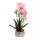 Elegáns rózsaszín-fehér orchidea kerámiakaspóban – 1 szálas, 3 virágfüzéres művirág dekoráció  50 cm