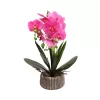 Elegáns pink orchidea kerámiakaspóban – 1 szálas, 3 virágfüzéres művirág dekoráció  50 cm