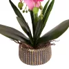 Elegáns pink orchidea kerámiakaspóban – 1 szálas, 3 virágfüzéres művirág dekoráció  50 cm