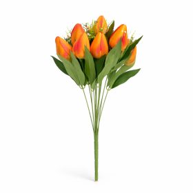   Prémium mesterséges tulipán virágcsokor 45 cm – 10 szálas narancs tulipán dekorációs művirág csokor