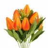 Prémium mesterséges tulipán virágcsokor 45 cm – 10 szálas narancs tulipán dekorációs művirág csokor