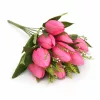Prémium mesterséges tulipán virágcsokor 45 cm – 10 szálas mályva tulipán dekorációs művirág csokor