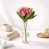 Prémium mesterséges tulipán virágcsokor 45 cm – 10 szálas mályva tulipán dekorációs művirág csokor