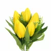 Prémium mesterséges tulipán virágcsokor 45 cm – 10 szálas citromsárga tulipán dekorációs művirág csokor
