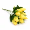Prémium mesterséges tulipán virágcsokor 45 cm – 10 szálas citromsárga tulipán dekorációs művirág csokor