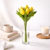 Prémium mesterséges tulipán virágcsokor 45 cm – 10 szálas citromsárga tulipán dekorációs művirág csokor