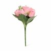 40 cm-es 9 Fejes Rózsaszín Selyem Rózsacsokor – Prémium Művirág Dekoráció Otthonra és Esküvőre
