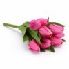 Prémium mesterséges tulipán virágcsokor 35 cm – 9 szálas mályva színű dekorációs művirág csokor