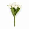 Prémium mesterséges tulipán virágcsokor 35 cm – 9 szálas fehér tulipán dekorációs művirág csokor