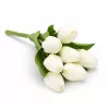 Prémium mesterséges tulipán virágcsokor 35 cm – 9 szálas fehér tulipán dekorációs művirág csokor