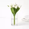Prémium mesterséges tulipán virágcsokor 35 cm – 9 szálas fehér tulipán dekorációs művirág csokor