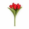 Prémium mesterséges tulipán virágcsokor 35 cm – 9 szálas piros tulipán dekorációs művirág csokor