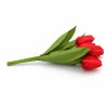 Prémium mesterséges tulipán virágcsokor 35 cm – 9 szálas piros tulipán dekorációs művirág csokor