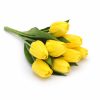 Prémium mesterséges tulipán virágcsokor 35 cm – 9 szálas citromsárga tulipán dekorációs művirág csokor