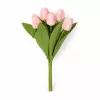 Prémium mesterséges tulipán virágcsokor 35 cm – 9 szálas rózsaszín tulipán dekorációs művirág csokor