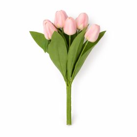   Prémium mesterséges tulipán virágcsokor 35 cm – 9 szálas rózsaszín tulipán dekorációs művirág csokor